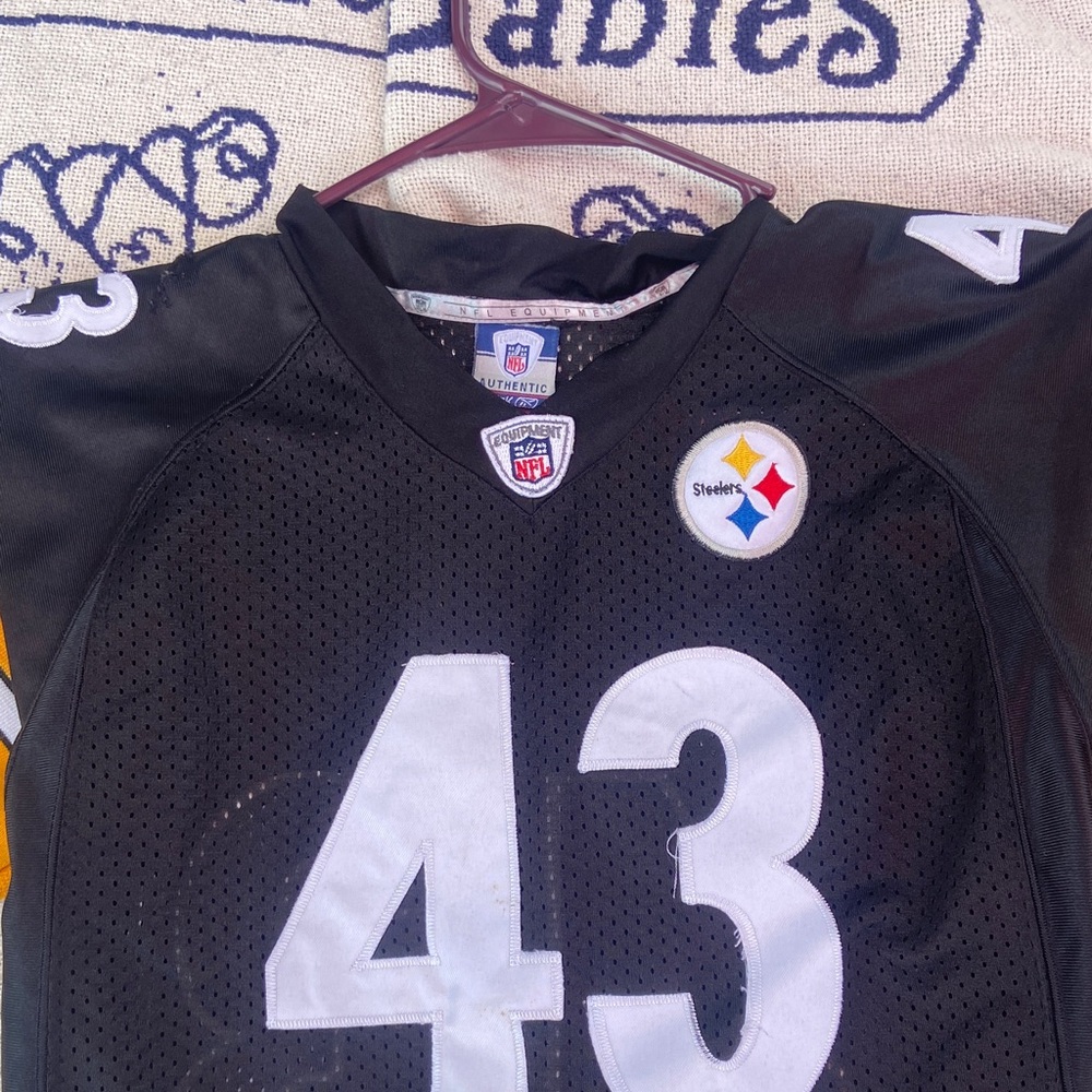 NFL Steelers Black and White Authentic Jersey Troy Polamalu
